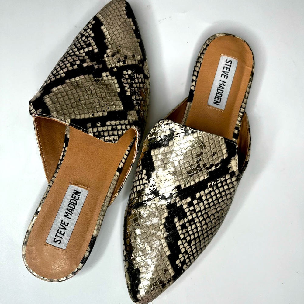 Steve Madden Reptile Slip On Mules 7.5